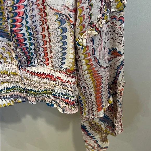 Anthropologie Maeve Jessa Peasant Blouse Smocked Bell‎ Sleeve Boho Flare Size XS - Picture 5 of 11